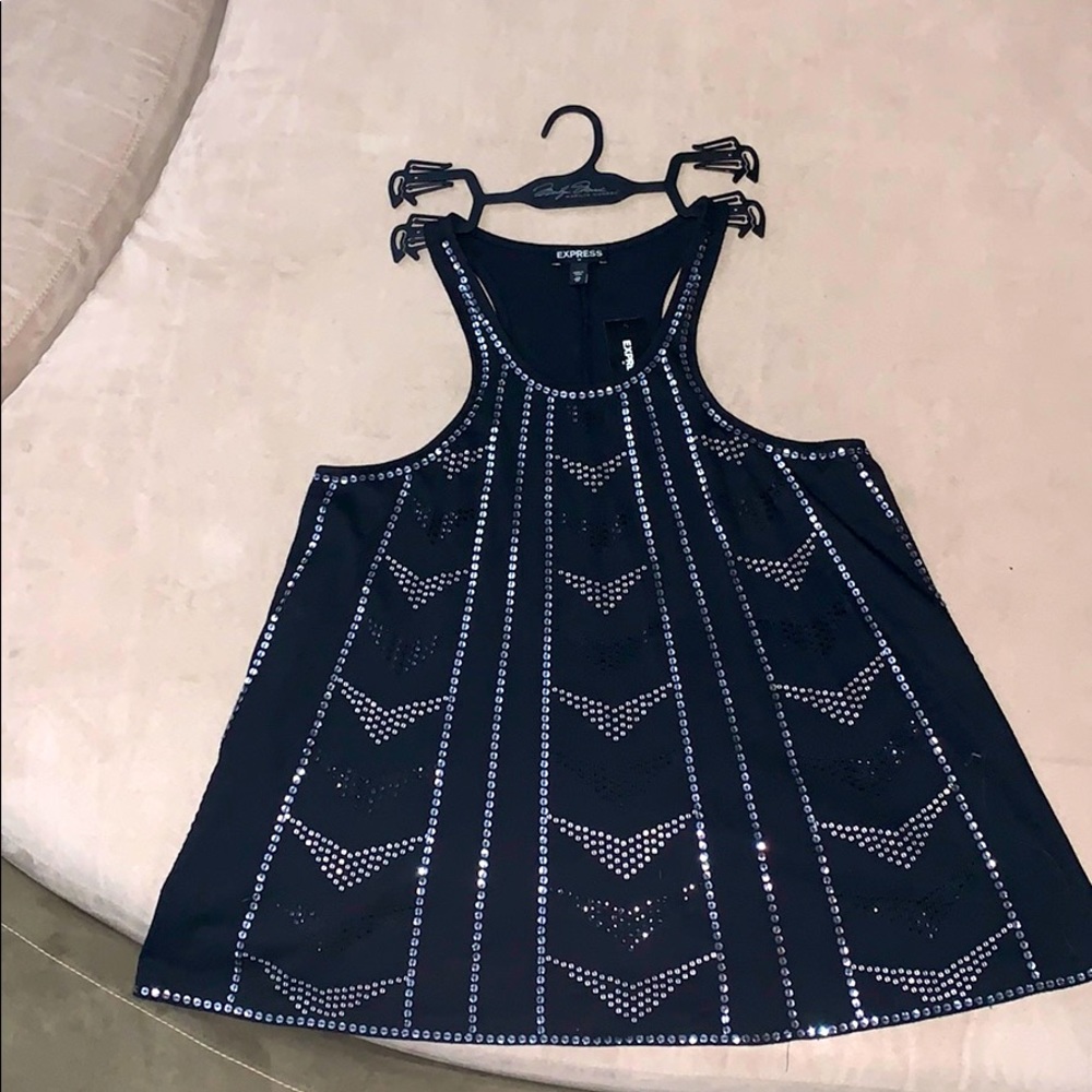 EXPRESS XS BLACK SEQUINS TANK TOP